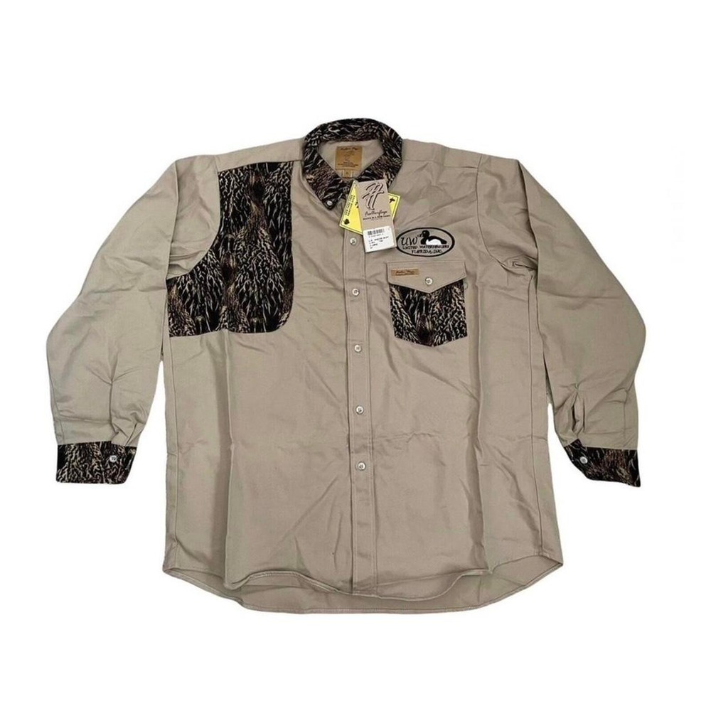 NWT Feather Flage Camouflage Duck Shirt XL USA VTG United Waterfowlers Hunting